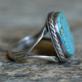 Vintage Sterling Matrix Turquoise Ring 12.75