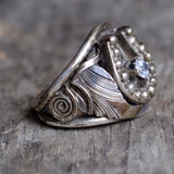 Vintage Sterling Silver Lucky Horseshoe CZ Ring 9.25