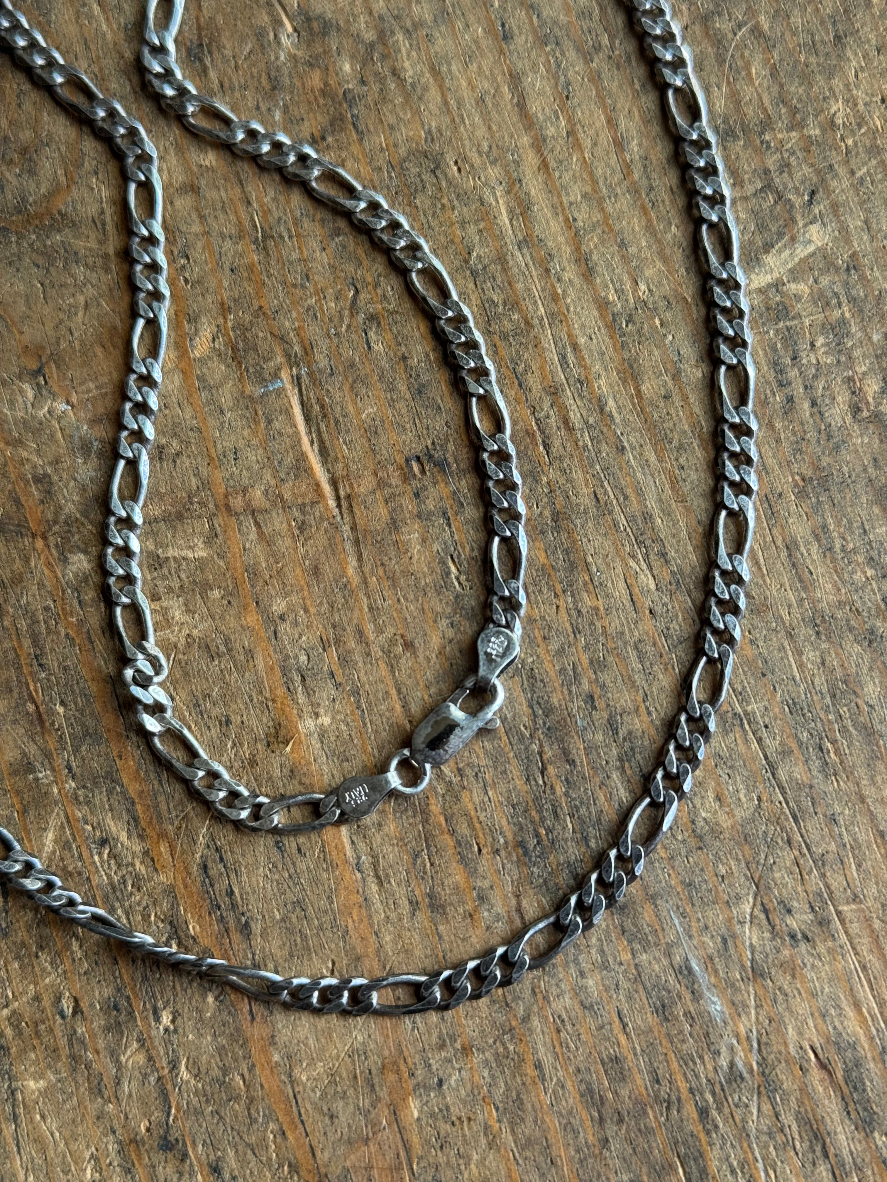 Vintage Sterling Silver 30” Figaro Chain