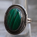 Vintage Sterling Malachite RIng 8.5