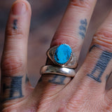 Vintage Sterling Turquoise Stamped Band Ring 9.25