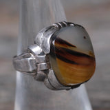 Vintage Sterling Agate Signet Ring 7.25