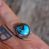 Vintage Sterling Turquoise Roper Ring 5.25
