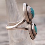 Vintage Sterling 2-Stone Turquoise Ring 5.5