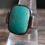 Vintage Sterling Turquoise Signet Ring 9.75