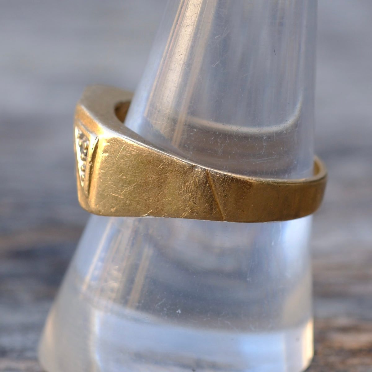 Vintage 14K Gold Diamond Signet Ring 9.5