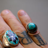 Vintage Sterling Turquoise Roper Ring 4