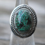 Vintage Sterling Chrysocolla Roper Ring 4.75