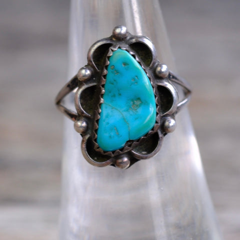 Vintage Sterling Turquoise Ring 6.25