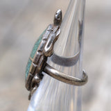 Vintage Sterling Turquoise Inlay Turtle Ring 2