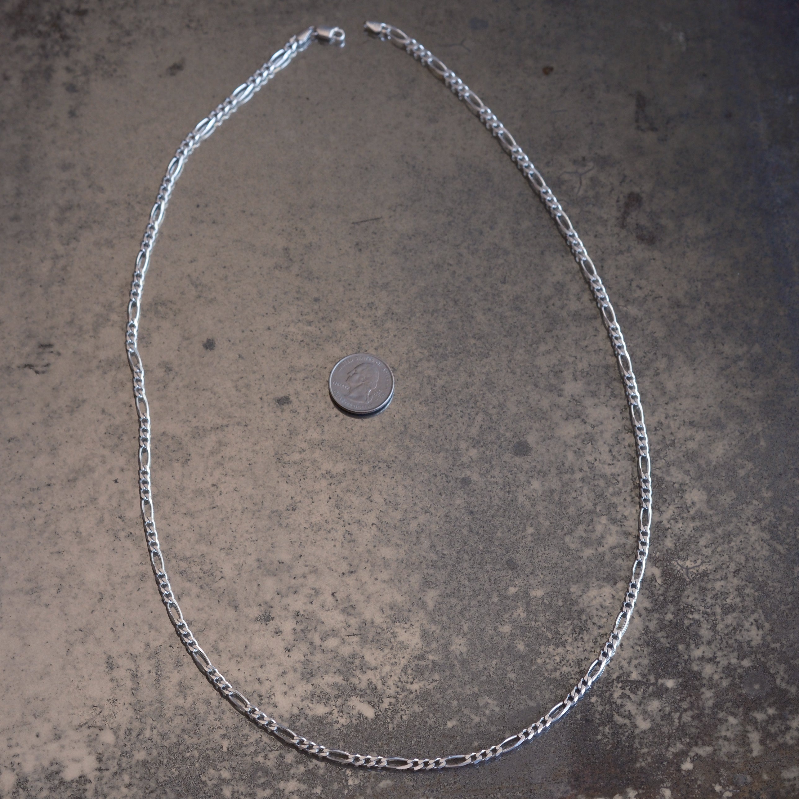 Vintage Sterling Silver Figaro Chain Necklace 30"