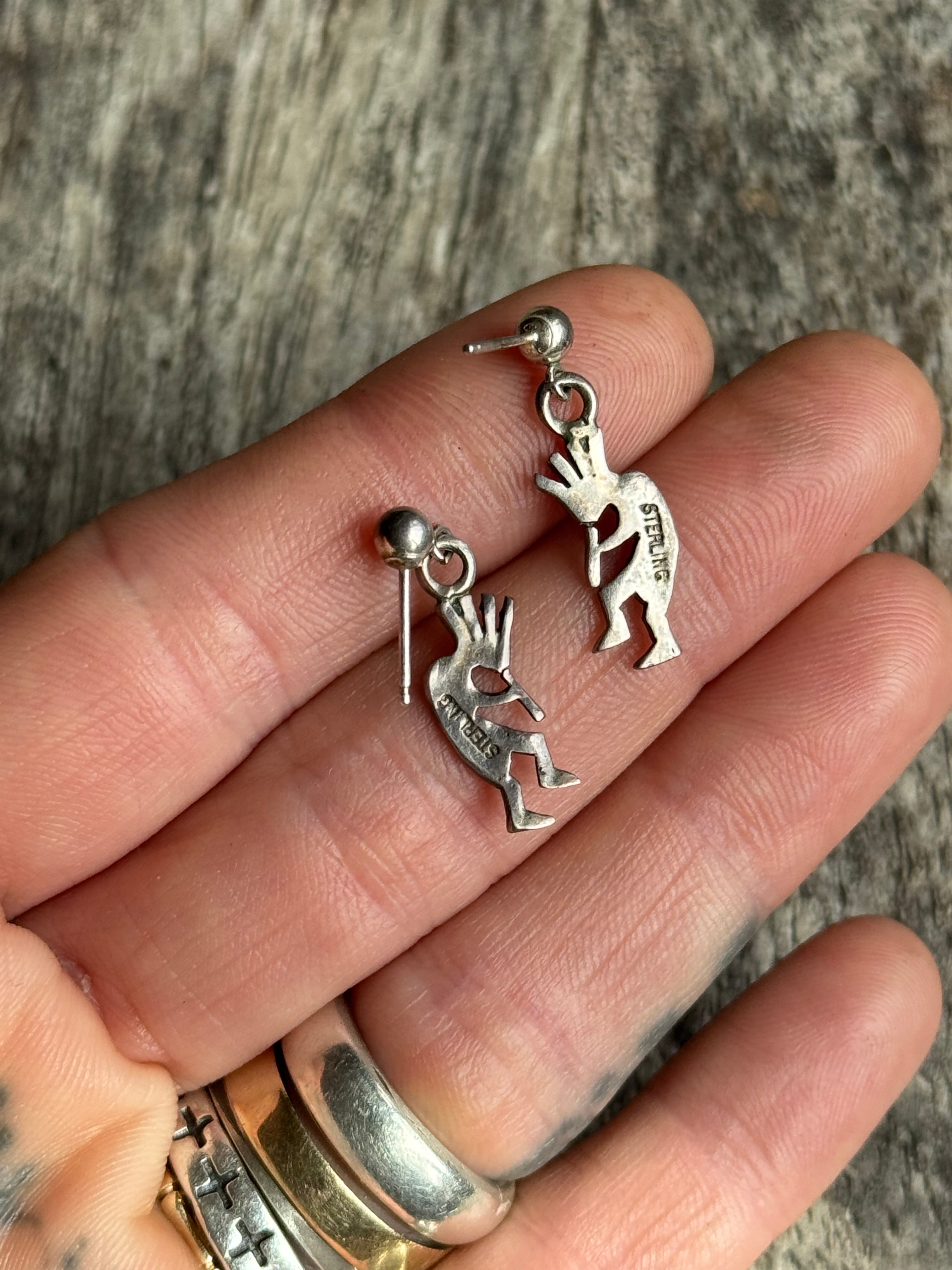 Vintage Sterling Silver Kokopelli Earrings