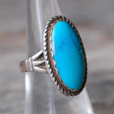 Vintage Sterling Turquoise Roper Ring 7