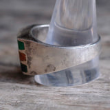 Vintage Sterling Multistone Inlay Striper Ring 13.25
