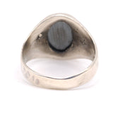 Vintage Sterling Hematite Stamped Arrows Ring 9.75