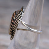 Vintage Sterling Mother Of Pearl Feather Ring 6.25