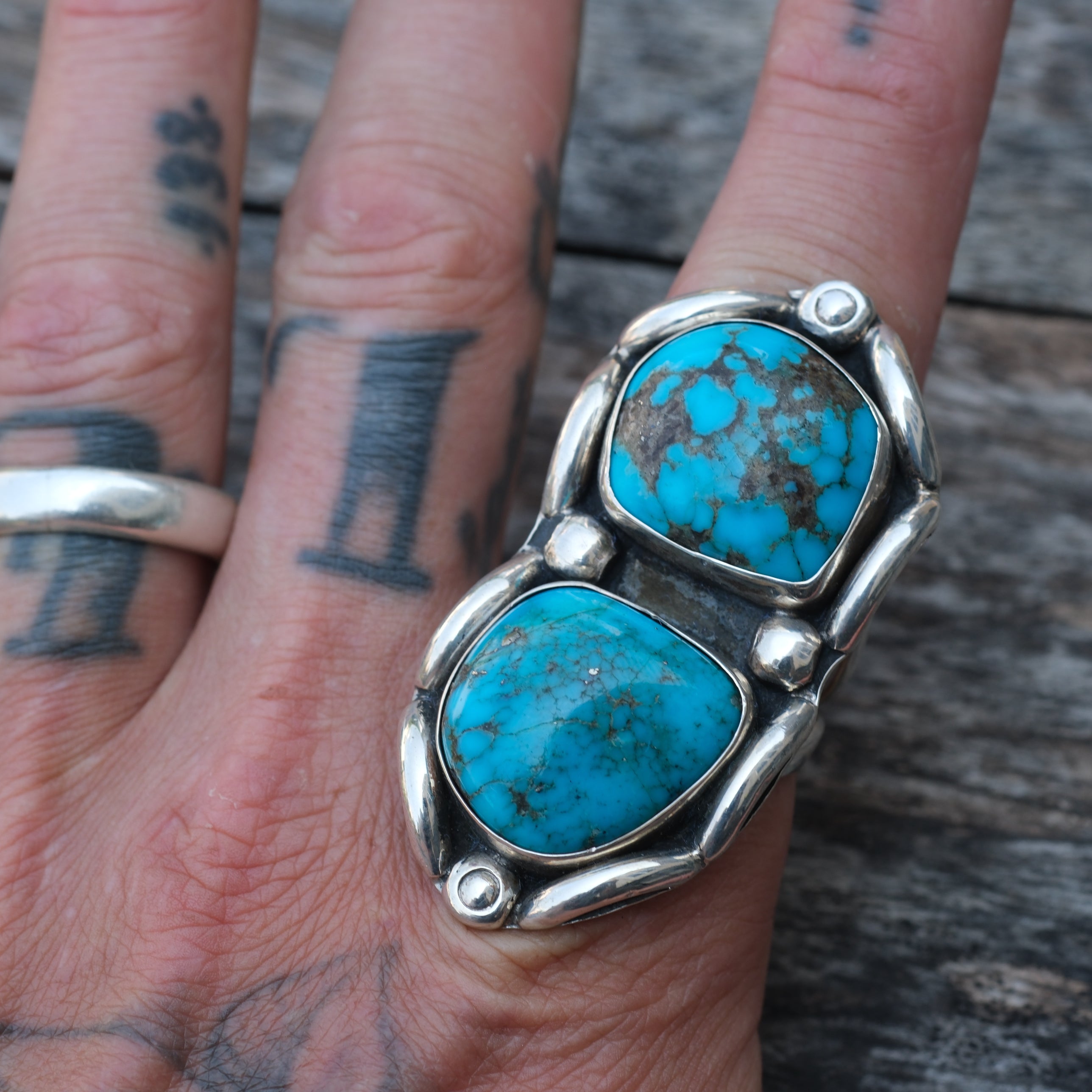 MASSIVE 2-Stone Turquoise Ring 13