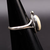 Vintage Sterling Mother Of Pearl Feather Ring 5.5
