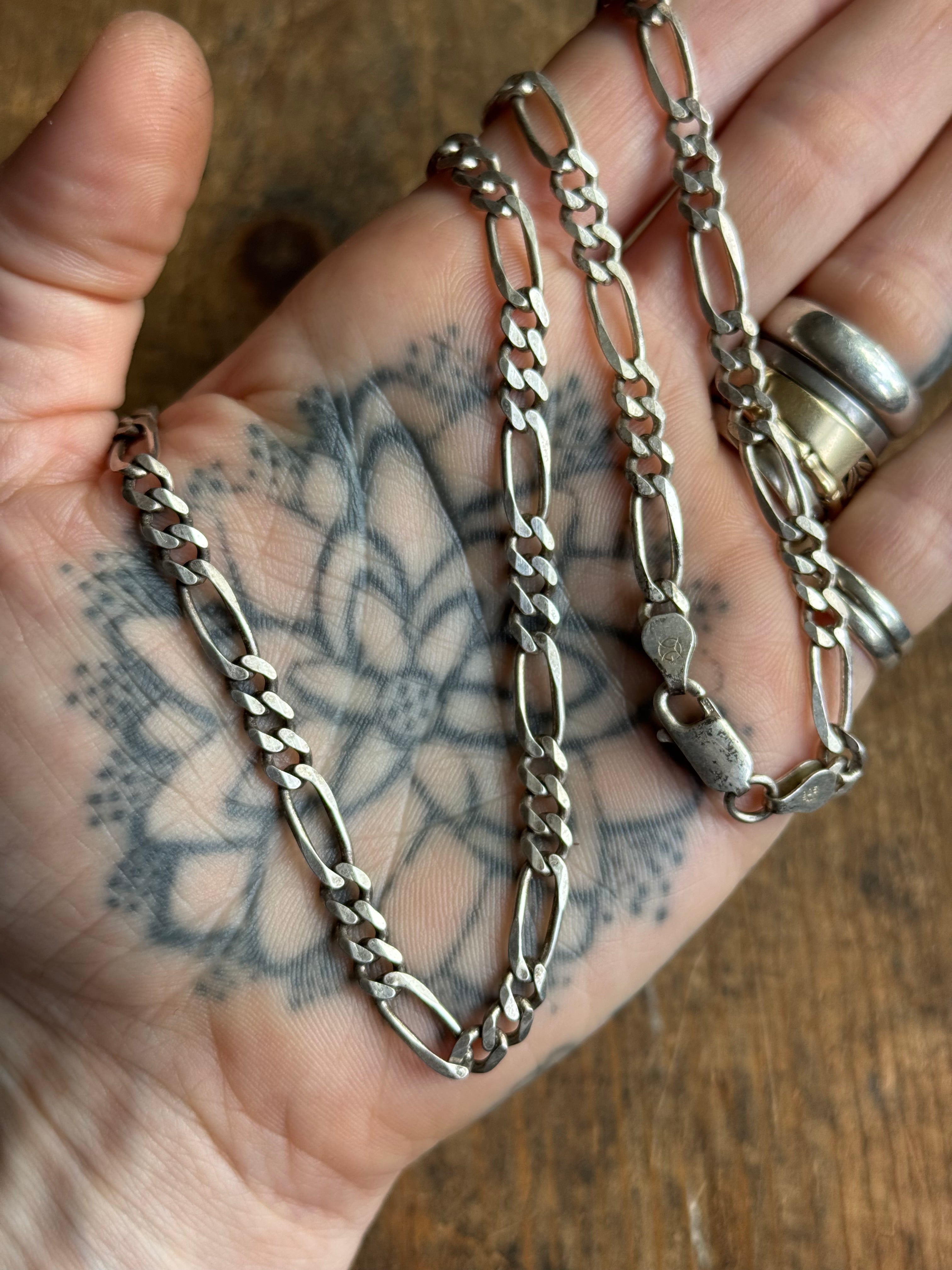 Vintage Sterling Silver 30” Figaro Chain