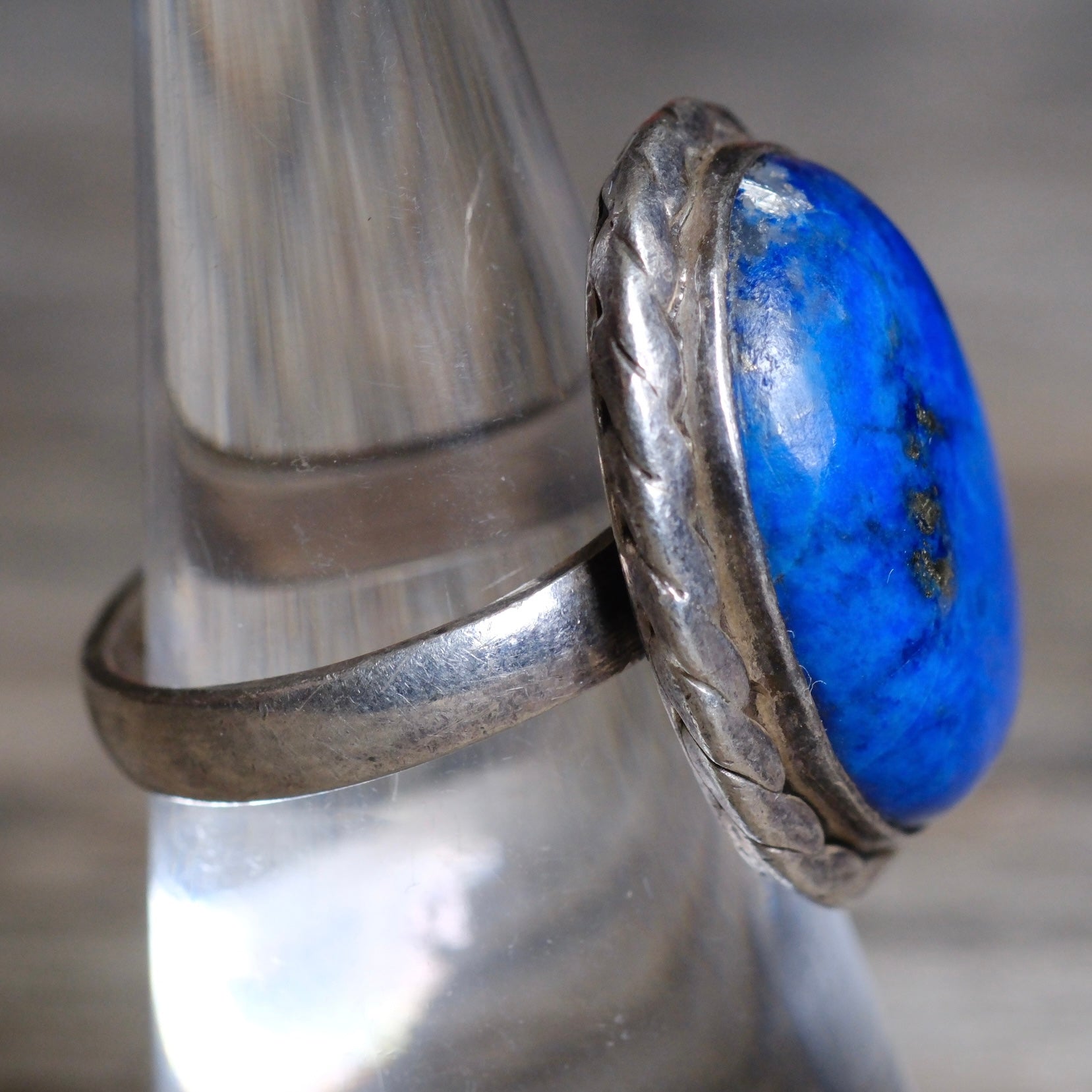 Vintage Sterling Lapis Ring 7.5