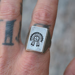 Vintage Sterling Zuni Head Dress Signet Ring 10
