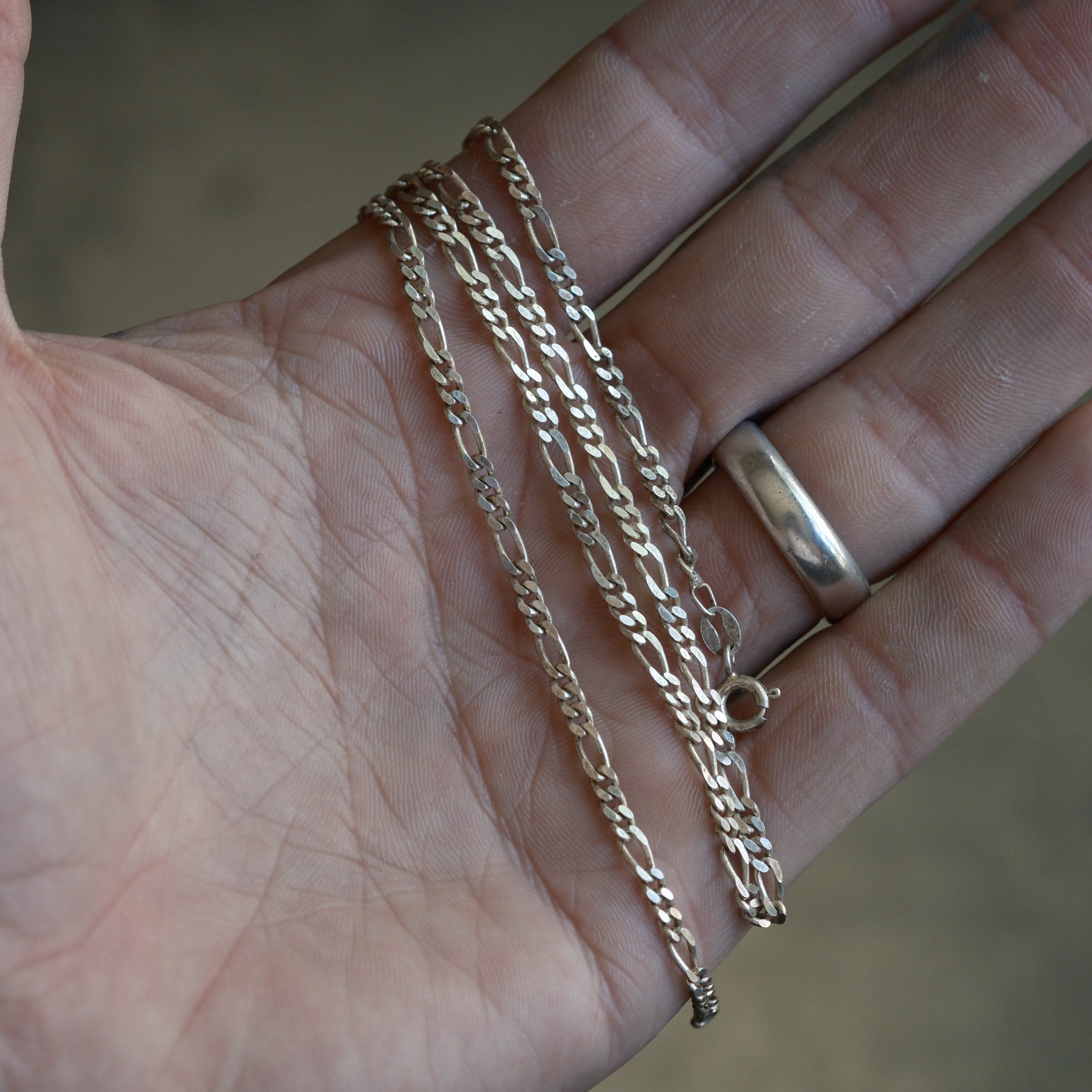 Vintage Sterling Silver Figaro Chain Necklace 18"