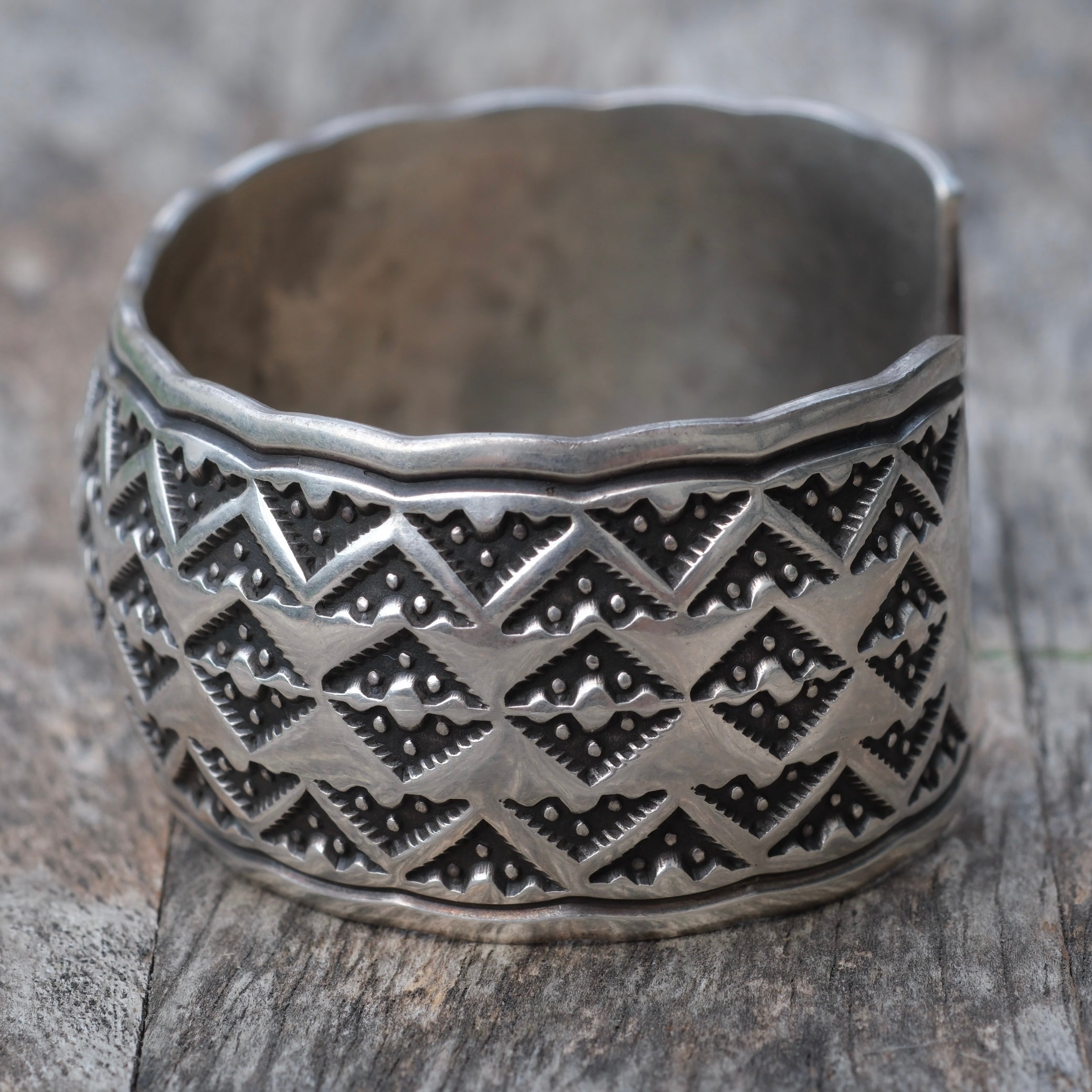Huge Vintage Sterling Stamped Cuff Bracelet Etsitty