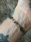 Vintage Sterling Silver Aztec Warrior & Chrysocolla Link Bracelet