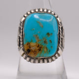 Vintage Sterling Turquoise Horseshoe Ring 9.25