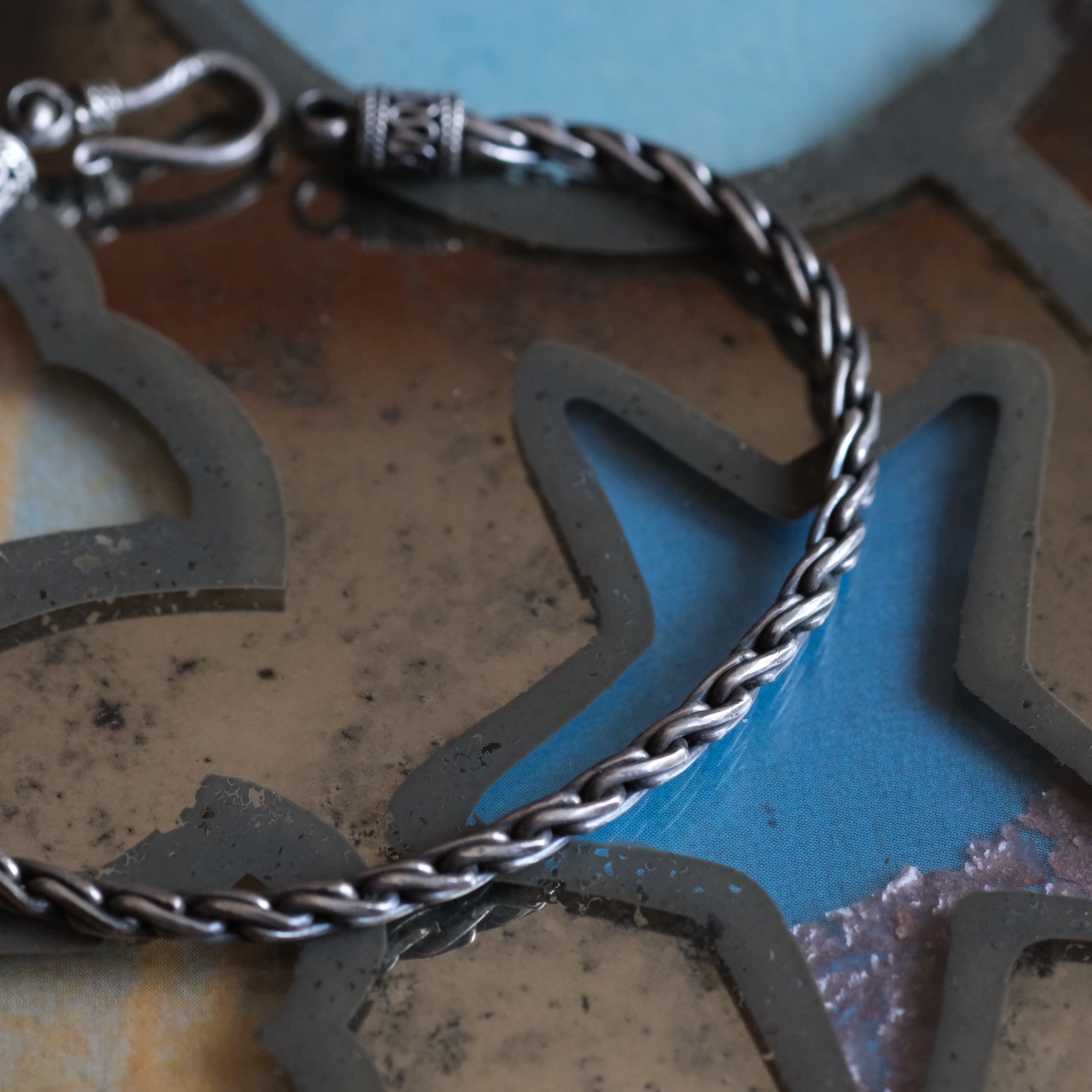 Vintage Sterling Twisted Chain Bracelet 8"