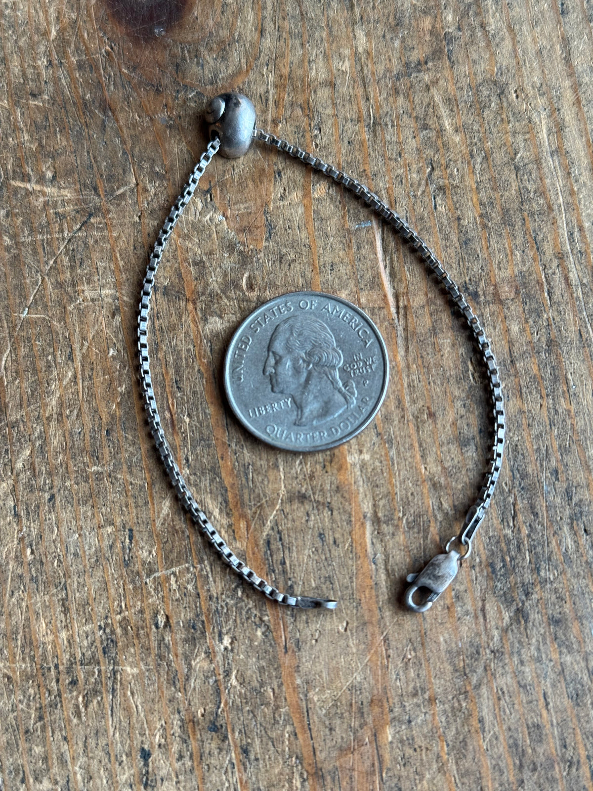 Vintage Sterling Silver Box Chain Shell Bracelet