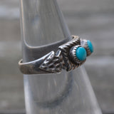 Vintage Sterling 3-Stone Turquoise Arrowhead Ring 4.5