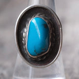 Vintage Sterling Turquoise Roper Ring 7