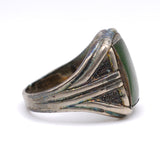 Vintage Sterling Jade Signet Ring 11.5