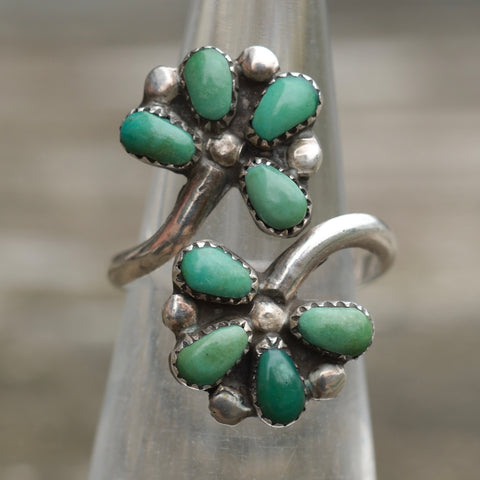 Vintage Sterling Turquoise Overpass Ring 5