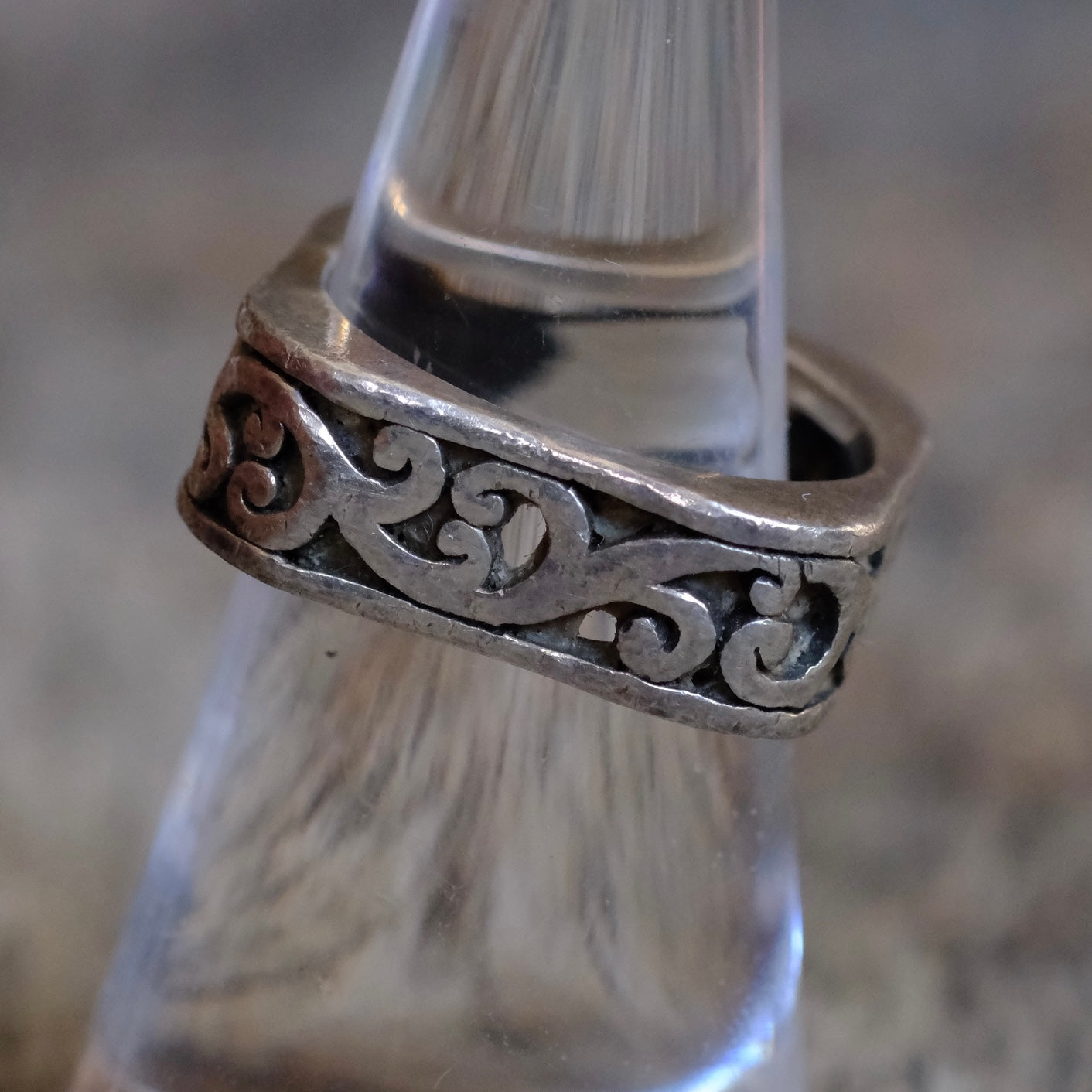 Vintage Sterling Square Scroll Ring 7