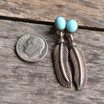Vintage Sterling Turquoise Feather Earrings
