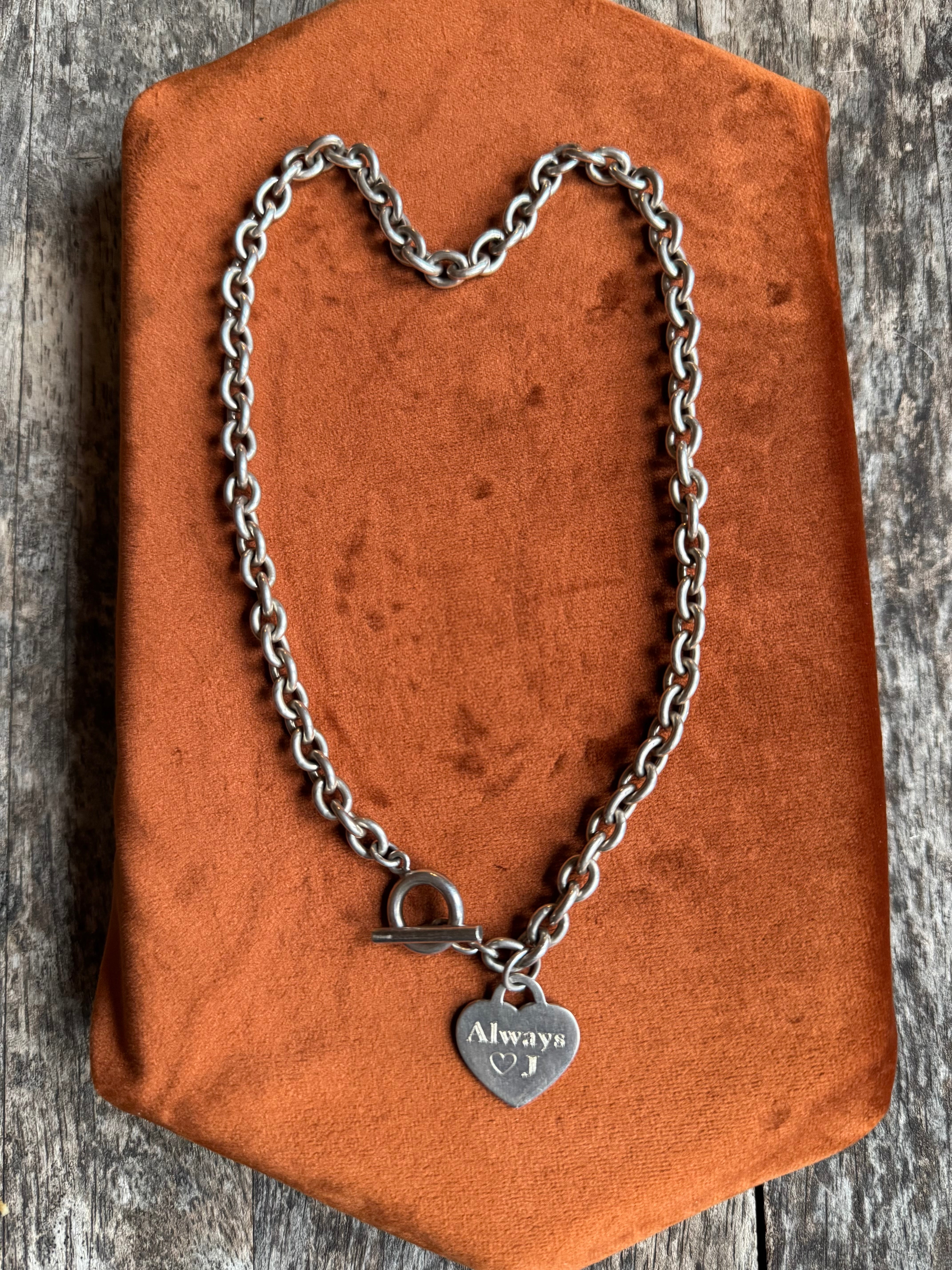 Vintage Sterling Silver 16” Oval Cable Toggle Chain