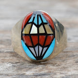 Vintage Sterling Zuni Inlay Ring 9
