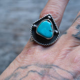 Vintage Sterling Turquoise Roper Ring 8