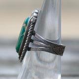 Vintage Sterling Turquoise Feather Ring 6.75