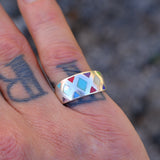 Vintage Sterling Multistone Inlay Ring 7