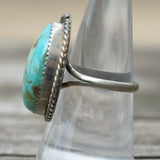 Vintage Sterling Turquoise Feather Ring 7.75
