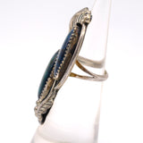 Vintage Sterling Abalone Feather Ring 3.75