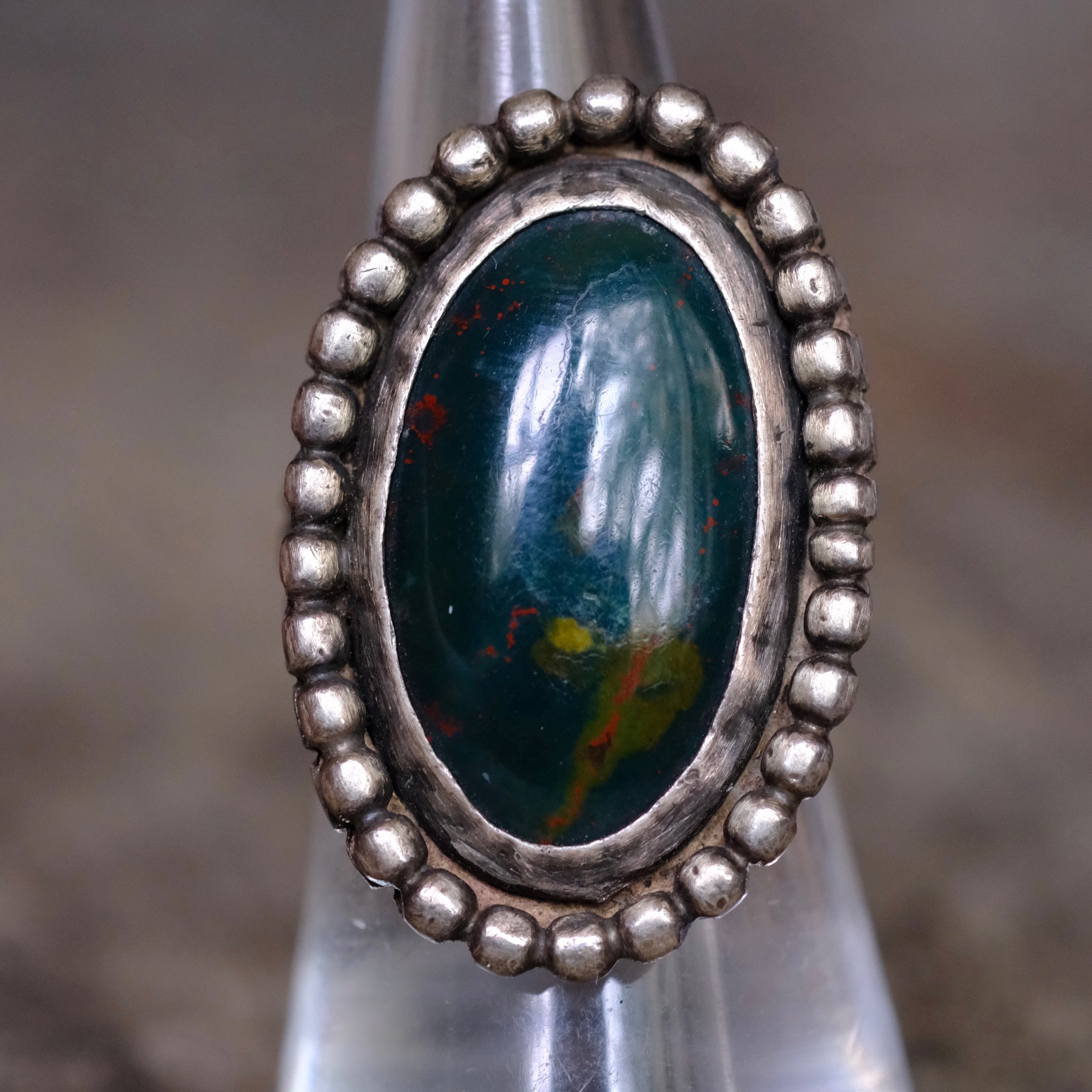 Vintage Sterling Bloodstone Ring 6.5