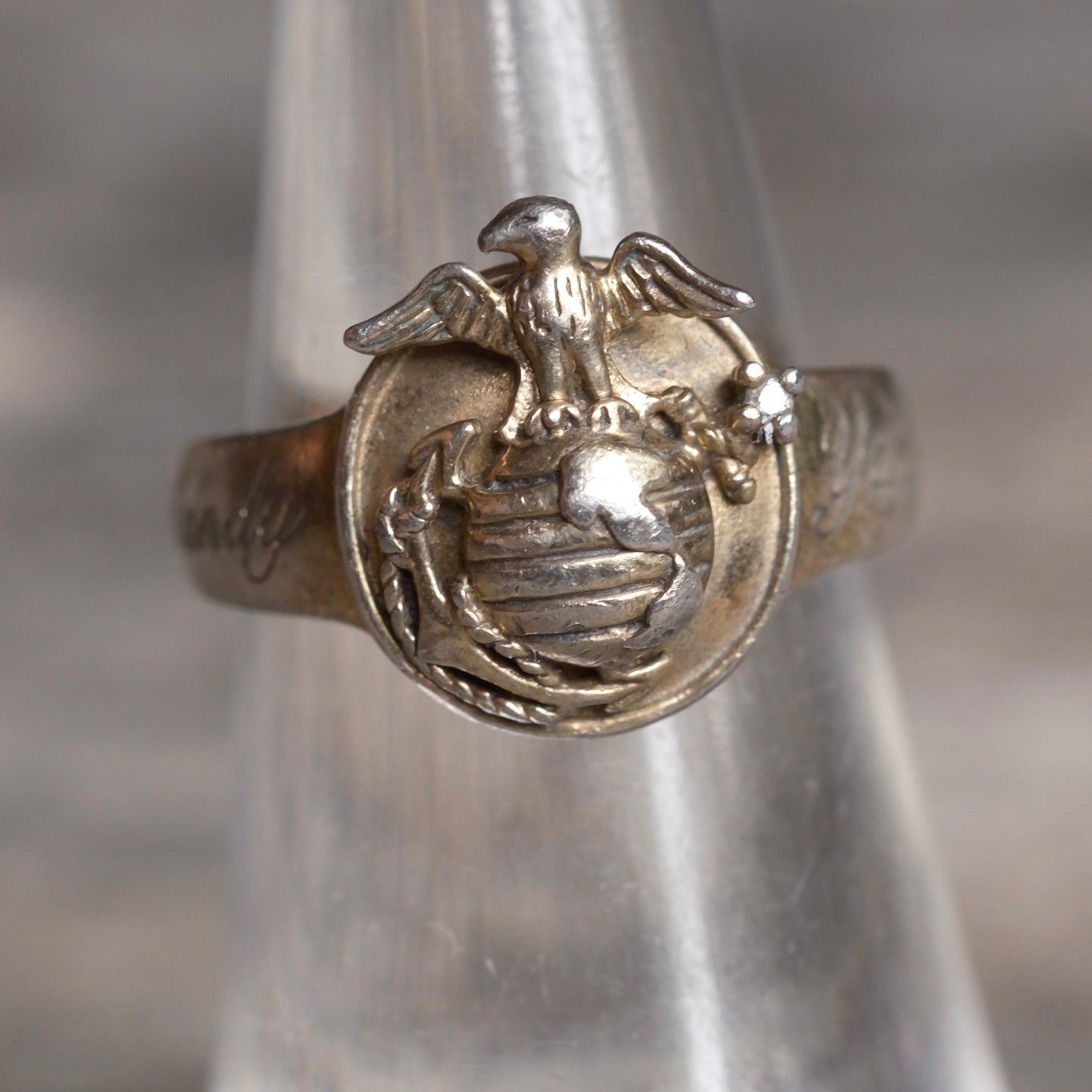 Vintage Sterling Silver Military Ring 5.75