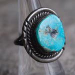 Vintage Sterling Turquoise Roped Ring 7.25