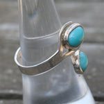 Vintage Sterling 2-Stone Turquoise Ring 8.5