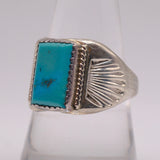 Vintage Sterling Turquoise Stamped Band Ring 9.25