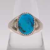 Vintage Sterling Turquoise Stamped Band Ring 9.25